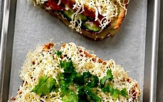 Cheese masala pav, hot off the tray